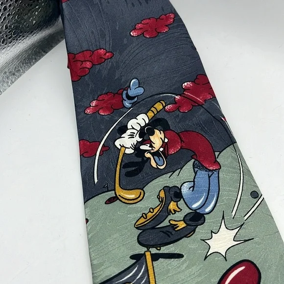 Disney 90s silk vintage golf tie Mickey Minnie Goofy rare - Picture 3 of 4